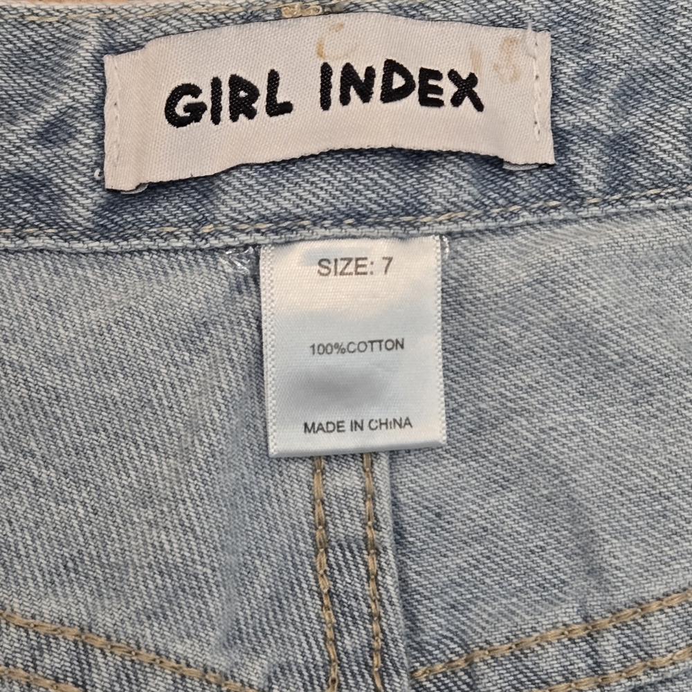 Girl Index Womens Light Washed Size 7 Straight Leg 100% Cotton Jeans - Picture 9 of 13